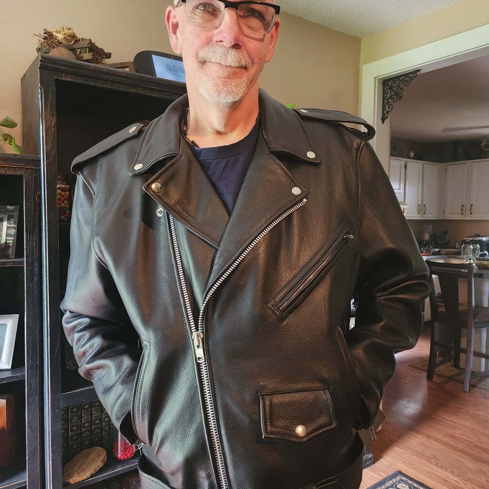 Men's Black Biker Leather Jacket With Hidden Gun Holsters